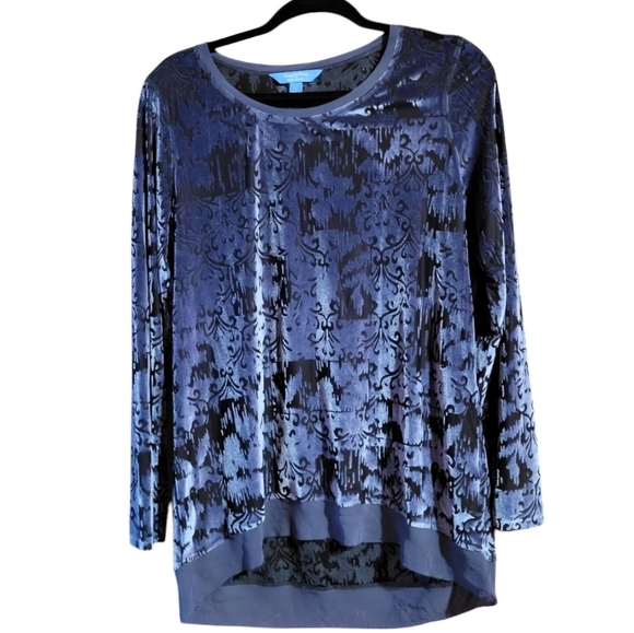 Simply Vera Wang Whimsigoth Velvet Burnout Top Size Large Purple Fairy Grunge - Picture 1 of 6